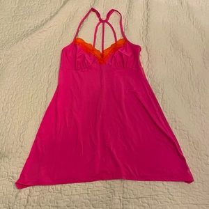 Hot pink nightie with orange lace trim sz sm
